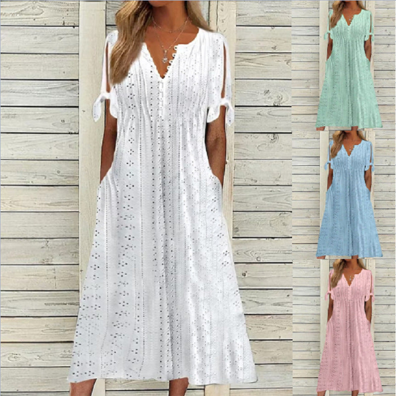 💋【🏆Más vendido】Vestido sencillo de mujer plus size en color liso, suelto y casual.