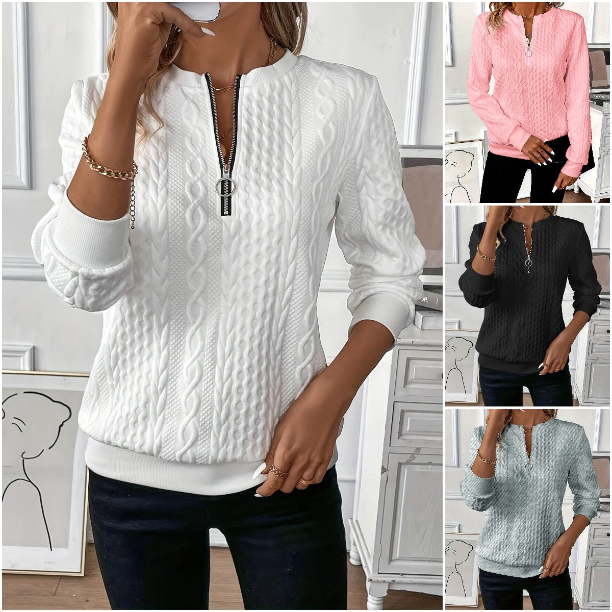 🎀🎀【S-2XL】 2025 Nuevo suéter con cremallera para mujer de otoño e invierno.