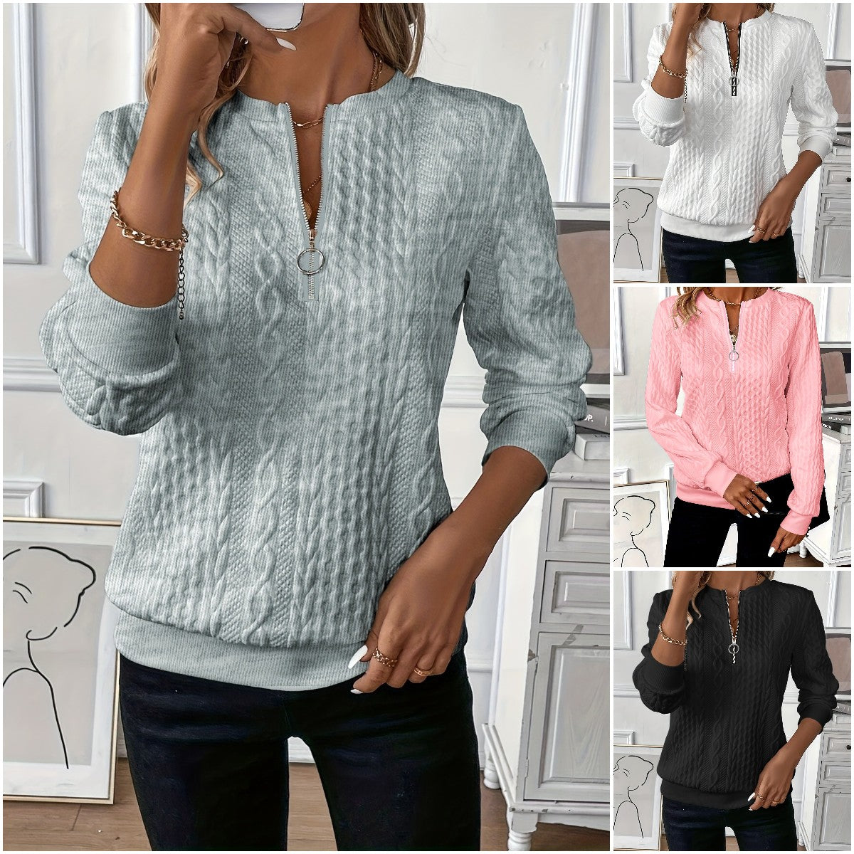 🎀🎀【S-2XL】 2025 Nuevo suéter con cremallera para mujer de otoño e invierno.