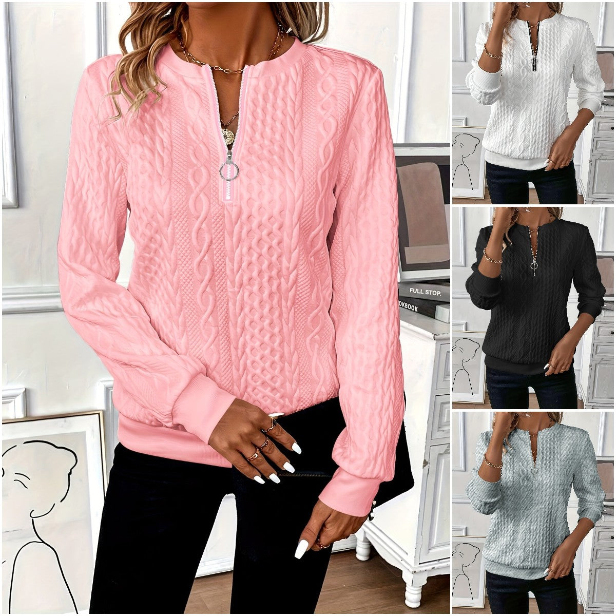 🎀🎀【S-2XL】 2025 Nuevo suéter con cremallera para mujer de otoño e invierno.