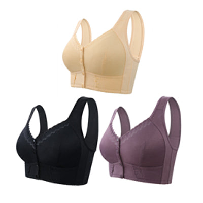 ✨(3 piezas) 💕🎁【45 kg-155 kg】Sujetador de algodón suave transpirable extra grande, cierre frontal