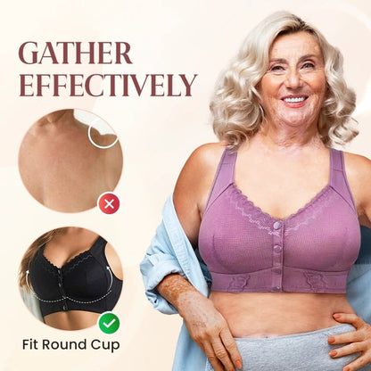 ✨(3 piezas) 💕🎁【45 kg-155 kg】Sujetador de algodón suave transpirable extra grande, cierre frontal
