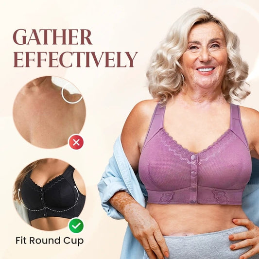 ✨(3 piezas) 💕🎁【45 kg-155 kg】Sujetador de algodón suave transpirable extra grande, cierre frontal