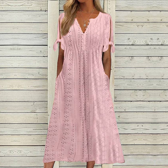 💋【🏆Más vendido】Vestido sencillo de mujer plus size en color liso, suelto y casual.