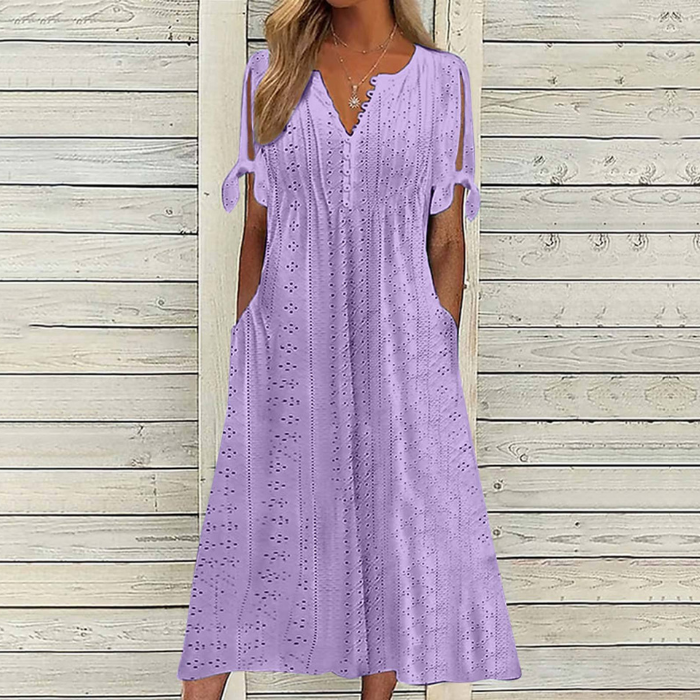 💋【🏆Más vendido】Vestido sencillo de mujer plus size en color liso, suelto y casual.