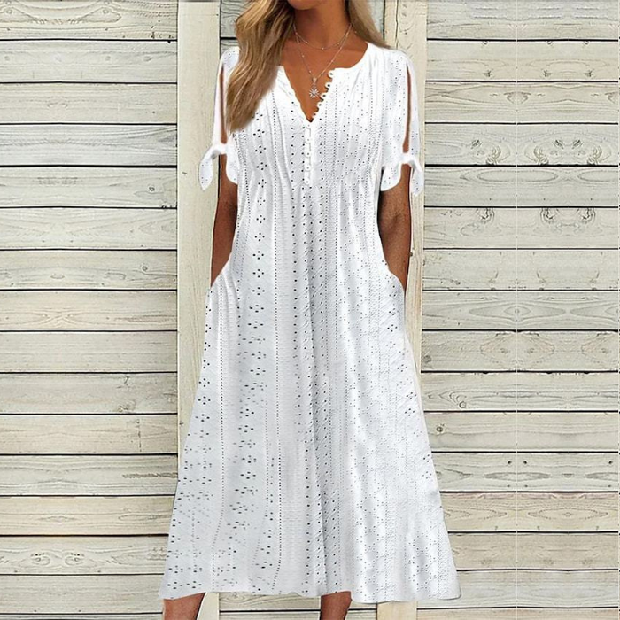 💋【🏆Más vendido】Vestido sencillo de mujer plus size en color liso, suelto y casual.