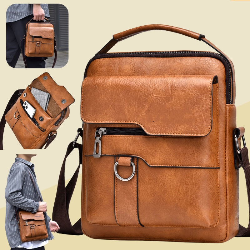 🔥Nueva promoción 👜 Bolsa moderna y casual de cuero para hombre, gran capacidad