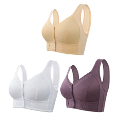 ✨(3 piezas) 💕🎁【45 kg-155 kg】Sujetador de algodón suave transpirable extra grande, cierre frontal
