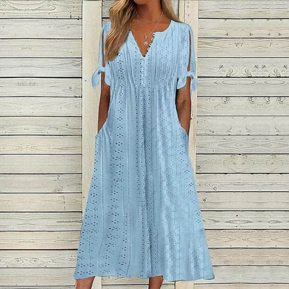 💋【🏆Más vendido】Vestido sencillo de mujer plus size en color liso, suelto y casual.