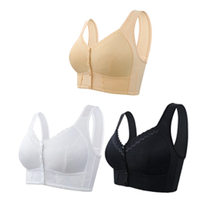 ✨(3 piezas) 💕🎁【45 kg-155 kg】Sujetador de algodón suave transpirable extra grande, cierre frontal