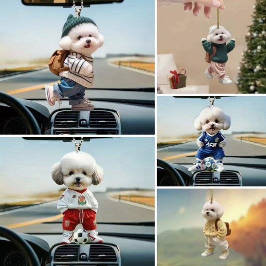 🎁🐶[5 komada] Privjesak u obliku plišanog šteneta, akrilni privjesak za unutrašnjost automobila, ravni privjesak za retrovizor automobila, ukras