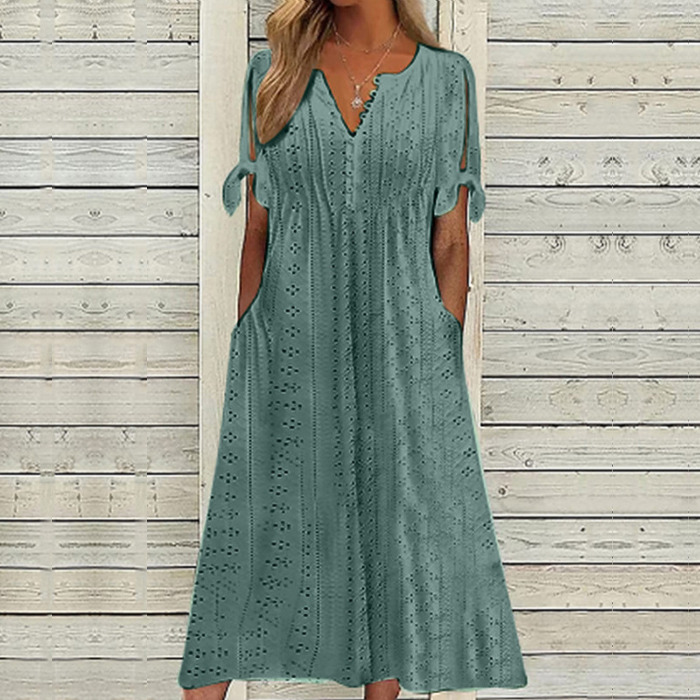 💋【🏆Más vendido】Vestido sencillo de mujer plus size en color liso, suelto y casual.