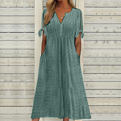💋【🏆Más vendido】Vestido sencillo de mujer plus size en color liso, suelto y casual.