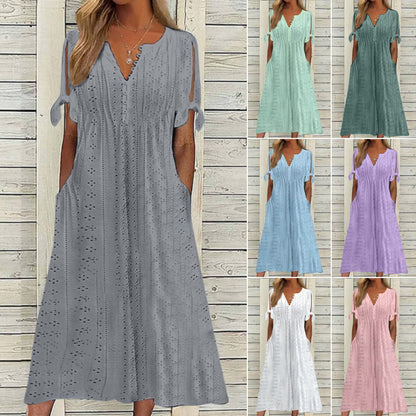 💋【🏆Más vendido】Vestido sencillo de mujer plus size en color liso, suelto y casual.