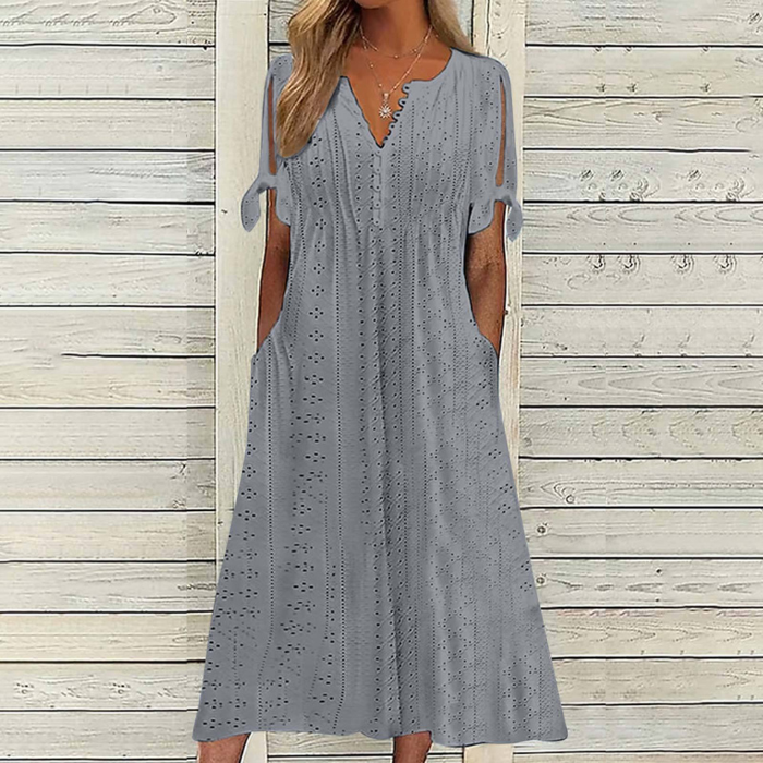 💋【🏆Más vendido】Vestido sencillo de mujer plus size en color liso, suelto y casual.