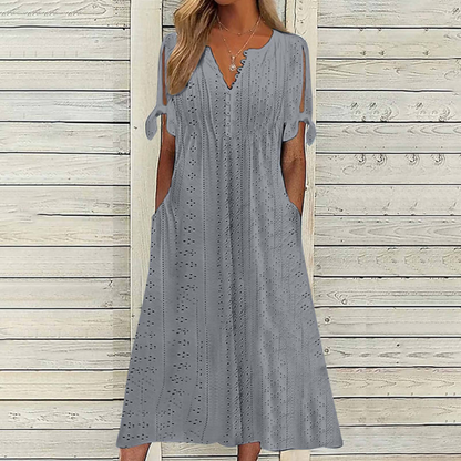 💋【🏆Más vendido】Vestido sencillo de mujer plus size en color liso, suelto y casual.