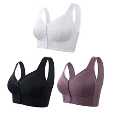 ✨(3 piezas) 💕🎁【45 kg-155 kg】Sujetador de algodón suave transpirable extra grande, cierre frontal